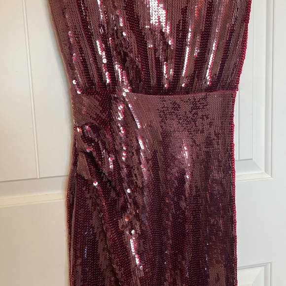 Sequin Midi Dress | Deep Red | Sexy Wedding Guest Dress - Picture 6 of 8